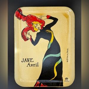 Vintage Jane Avril Henri De Toulouse Paper Mache Serving tray.